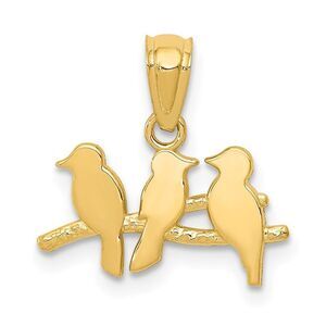 14k Yellow Gold Small Flock of Birds Pendant, 15mm (9/16 inch)